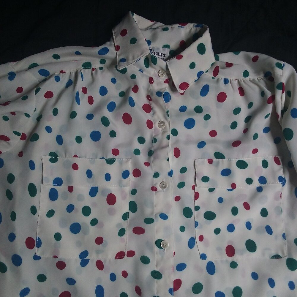 Vintage All Hours Multicolor Polka Dots Polyester Disco Shirt